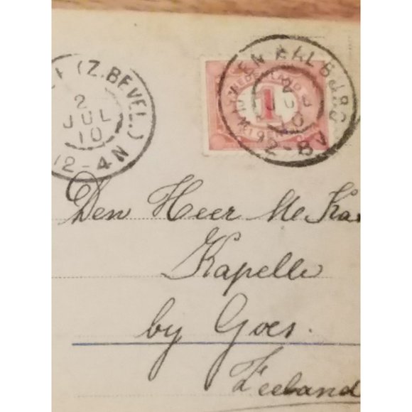 RPPC Pretty Young Dutch Wavy Hair Lady Off Shoulder Dress 1910 Postmark 1c Stamp - Picture 8 of 8